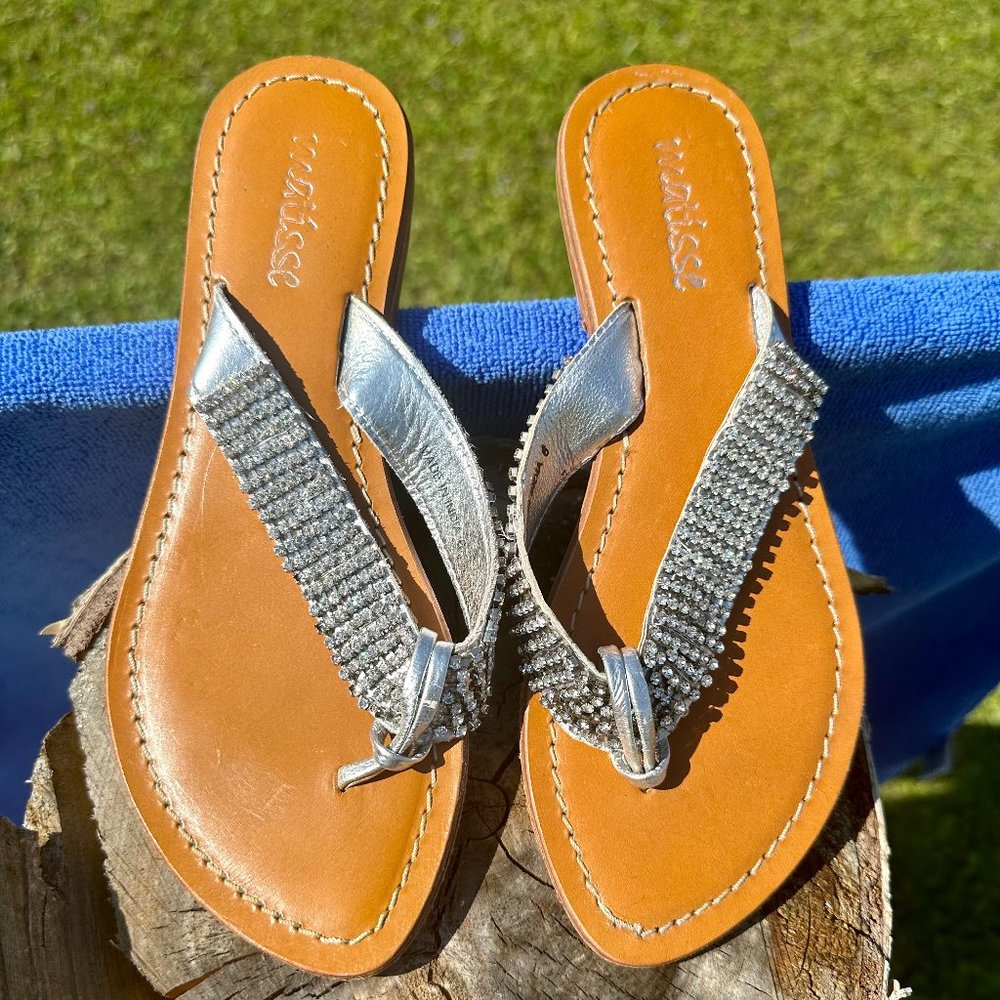 COPY - Matisse Rhinestone Silver Sandal/Flip Flops, size 6
